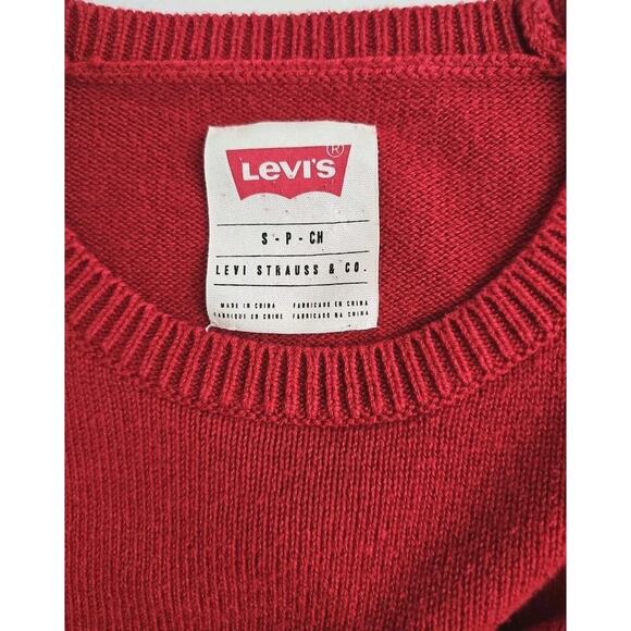 Levi's~Woman Size S Petite~ Red Crew Neck Cotton Blend Sweater Long Sleeve. - Picture 2 of 16